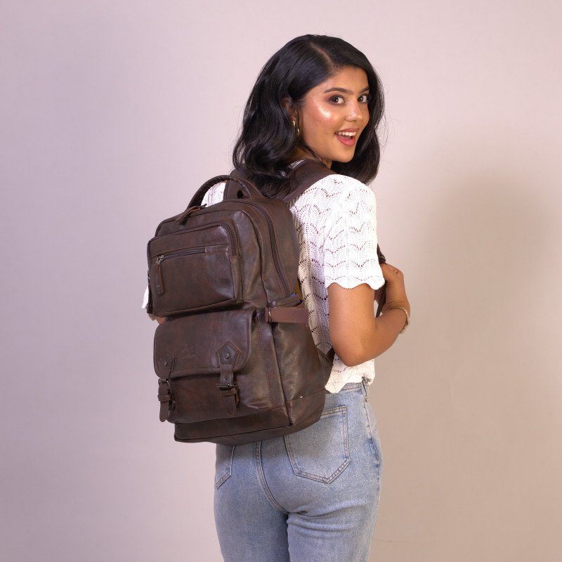 PU Leather Bag For School College And Office | Laptop School Bag Fashion Waterproof Travel Bags Large Capacity Book Bag